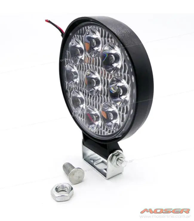 Faro Led Chico Redondo de Aluminio, 9 LED 27W / 8,5cm diámetro / 2,5cm Espesor