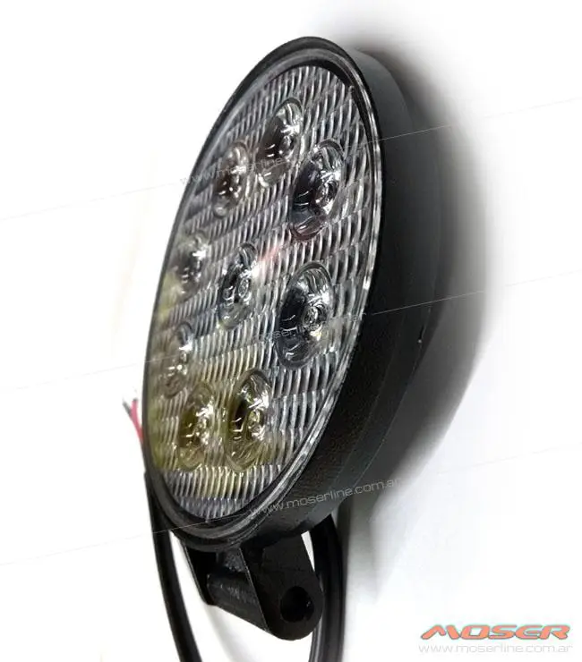 Faro de Led Redondo 12v 27w 9 Led Extra Chato 102 mm x 15 mm