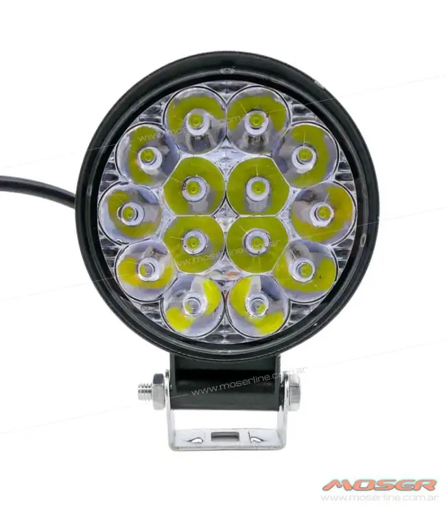 Faro Led Redondo de Aluminio 14 LED 42W / 8,5 cm Diámetro y 2 cm Espesor