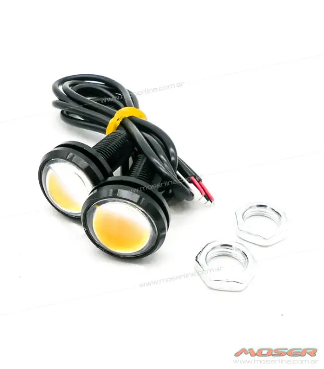 Juego Luz led ojo de águila, led ámbar lupa 12v 9w