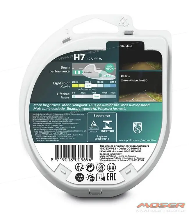 Kit Philips X-tremeVision Pro150 H7 (+150% Luz) - Máximo Rendimiento