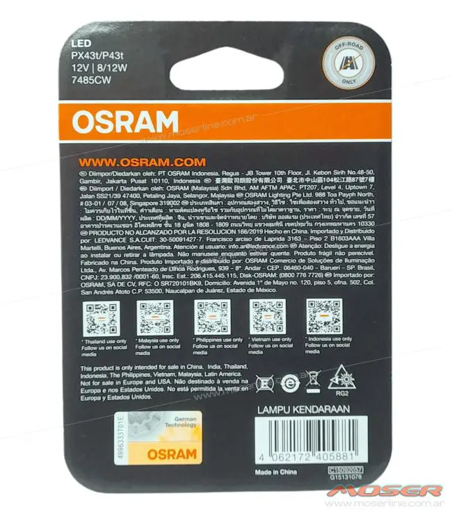 Lampara HS1 Osram LED X-Racer Moto 6000k Cool White
