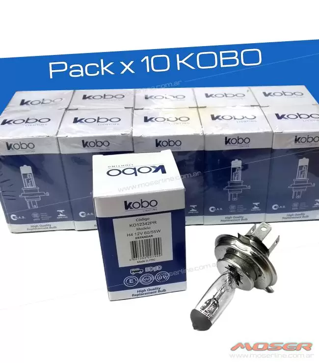 Pack X 10 Lámparas H4 Kobo 12v 60/55w