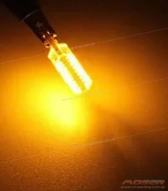 LED T10 Gel Largo Ambar 12v 6 LED