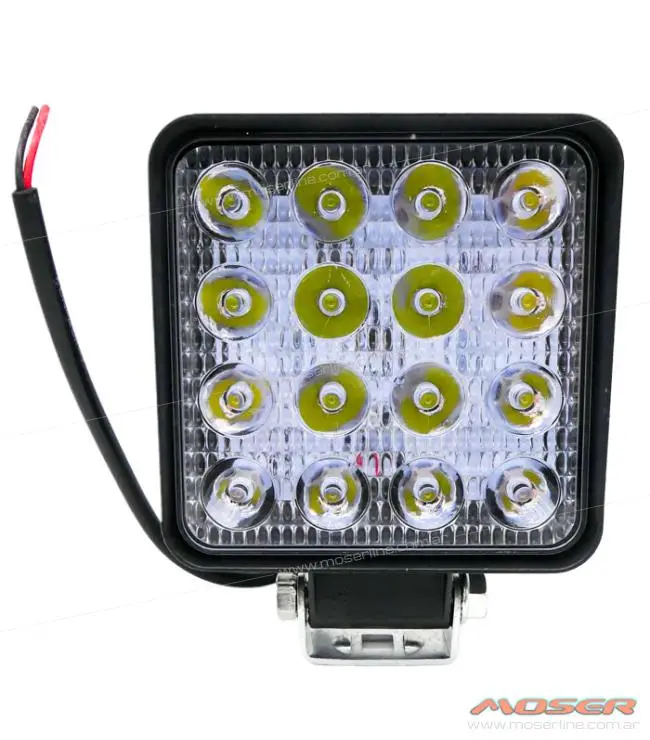 Faro Led Cuadrado de Aluminio, 16 LED 48W / 10,8cm de Lado y 3cm Espesor