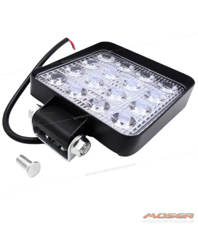 Faro Led Cuadrado de Aluminio, 16 LED 48W / 10,8cm de Lado y 3cm Espesor