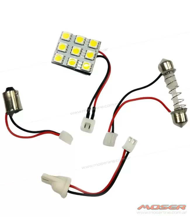 Plaqueta con 9 led adhesiva con adaptadores