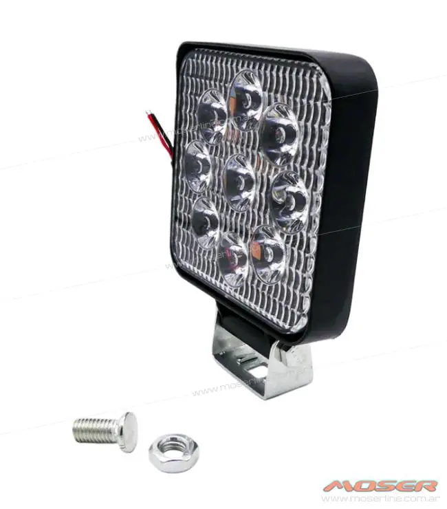 Faro Led Chico Cuadrado de Aluminio, 9 LED 27W / 8,5cm de Lado y 2Cm Espesor