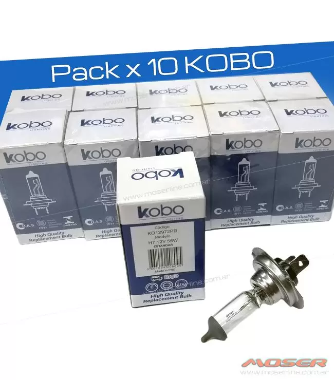 Pack X 10 Lámparas H7 Kobo 12v 55w