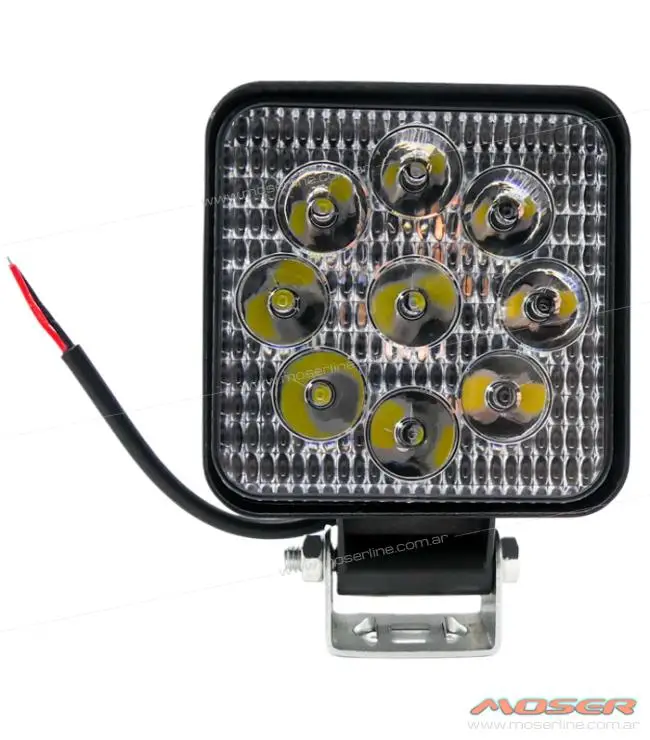 Faro Led Chico Cuadrado de Aluminio, 9 LED 27W / 8,5cm de Lado y 2Cm Espesor