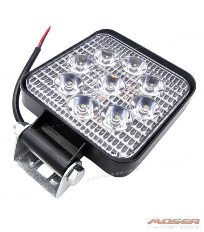 Faro Led Chico Cuadrado de Aluminio, 9 LED 27W / 8,5cm de Lado y 2Cm Espesor