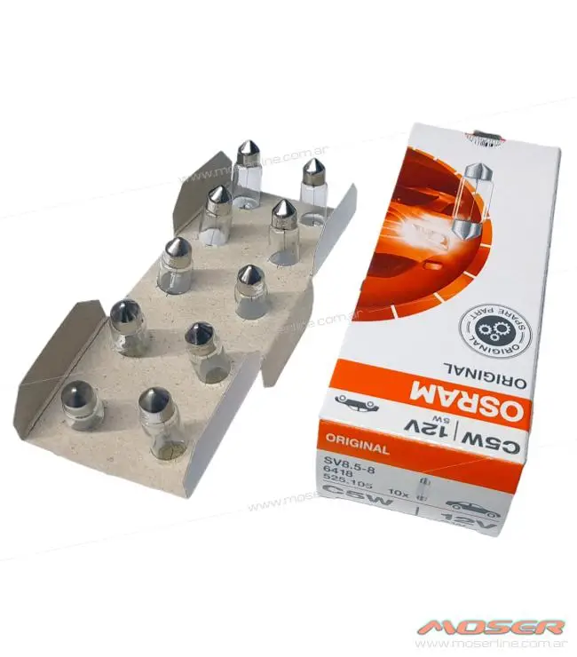 Caja X 10 Lamparas Tubular C5w Osram 6418 12v 5w