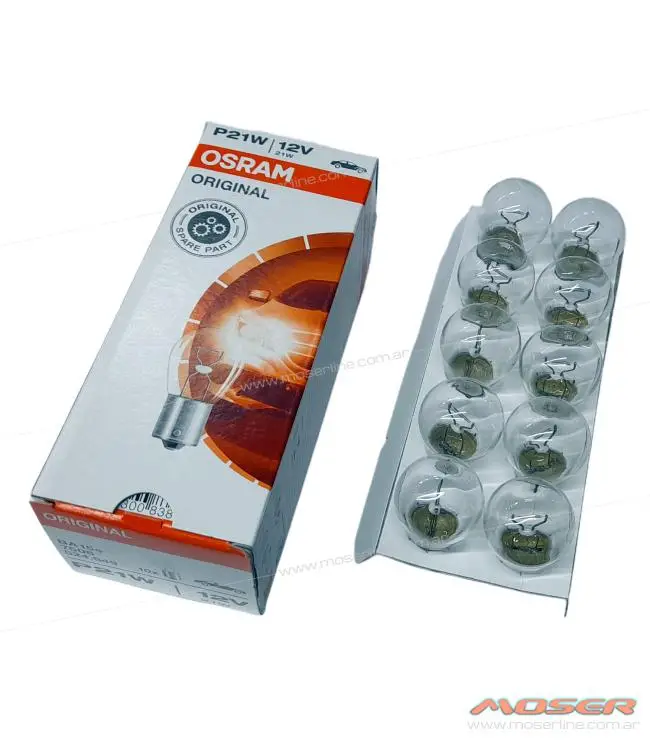 Caja X 10 Lamparas 1 Polo Patas Parejas Osram 12v 21w