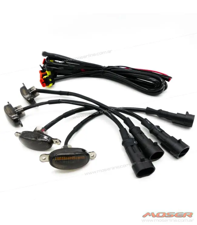 Kit 4 Luces Led Parrilla Acrílico Fume (6 leds/faros) Led ámbar p/camionetas - autos ext c/cableado instalación y enchufes