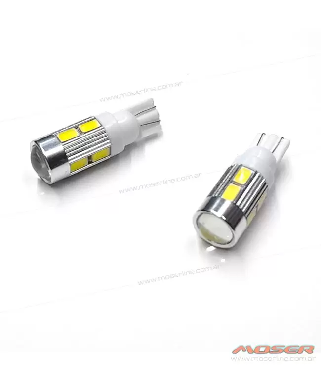 Led T10 12v con Lupa 10 Led 5630