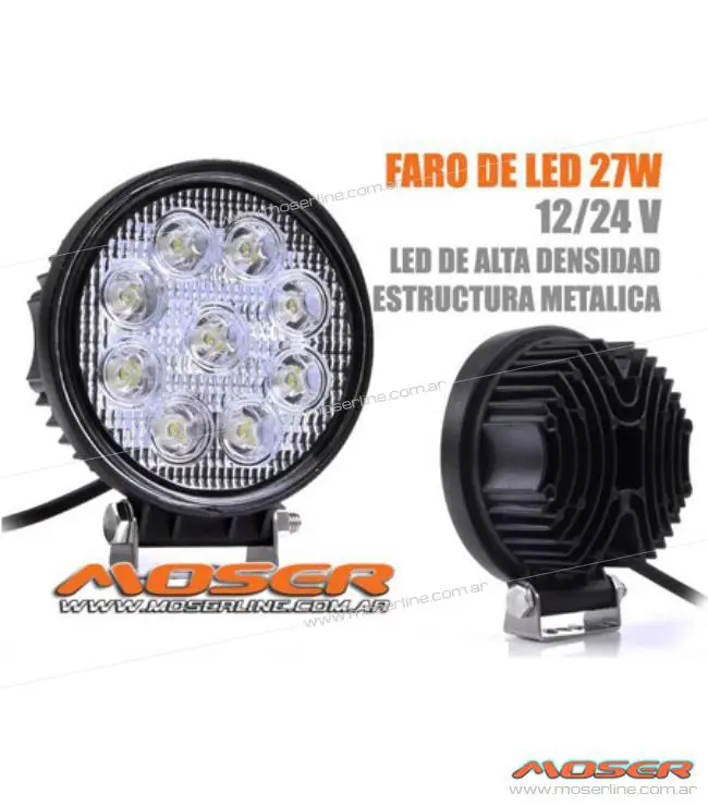 Faro LED Redondo Universal 12v - 24v 27W