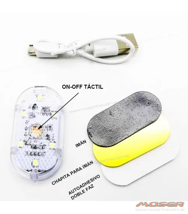 Mini Faro Luz Día Interior Cortesía Universal Tactil USB Recargable 52x28 mm