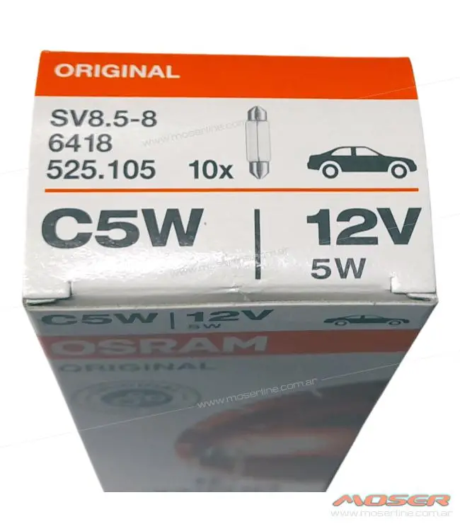 Caja X 10 Lamparas Tubular C5w Osram 6418 12v 5w