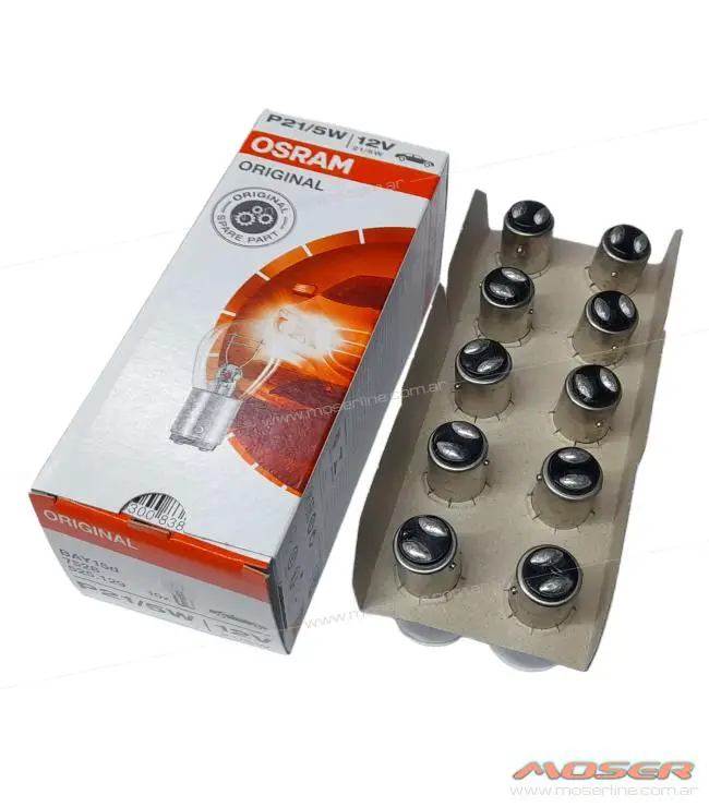 Caja X 10 Lamparas 2 Polos Patas Desparejas Osram 12v 21/5w