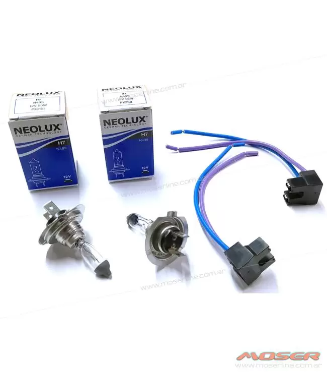 Juego De Lamparas H7 12v 55w NeoLux + Fichas 2 Vias