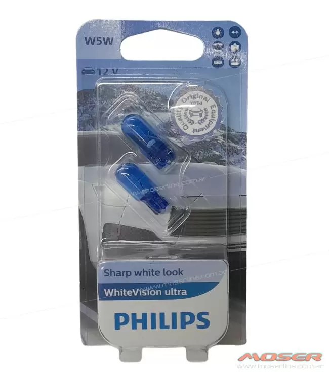 Lamparas T10 Philips WhiteVision Ultra 12V W5W Sharp White Look