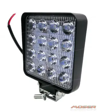 Faro Led Cuadrado de Aluminio, 16 LED 48W / 10,8cm de Lado y 3cm Espesor