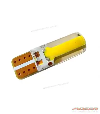 LED T10 Gel Largo Ambar 12v 6 LED