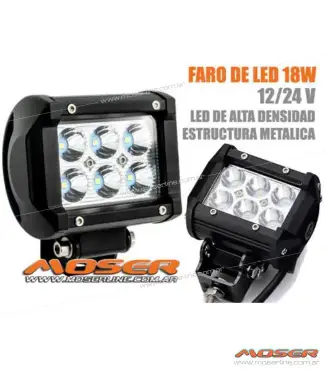 Faro LED 18W Rectangular Auto / Moto / Pickup