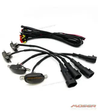 Kit 4 Luces Led Parrilla Acrílico Fume (6 leds/faros) Led ámbar p/camionetas - autos ext c/cableado instalación y enchufes