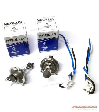 Juego De Lamparas H4 12v 60/55w NeoLux + Fichas 3 Vias
